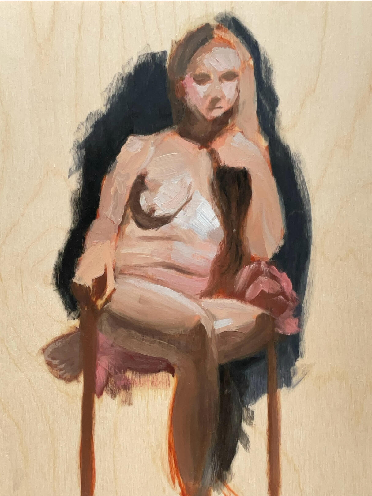 Oil on board, 12&quot;x12&quot;. From life.