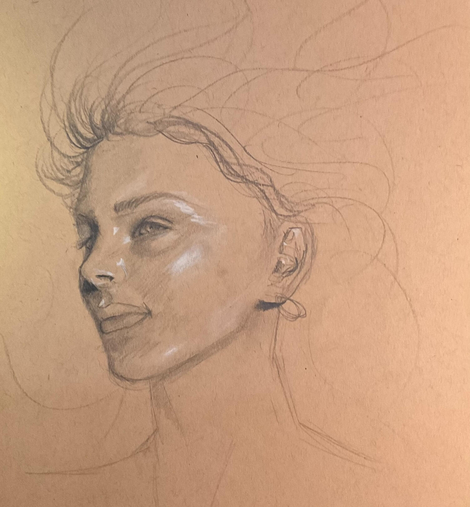 Graphite and coloured pencil on tan paper. From photo reference.