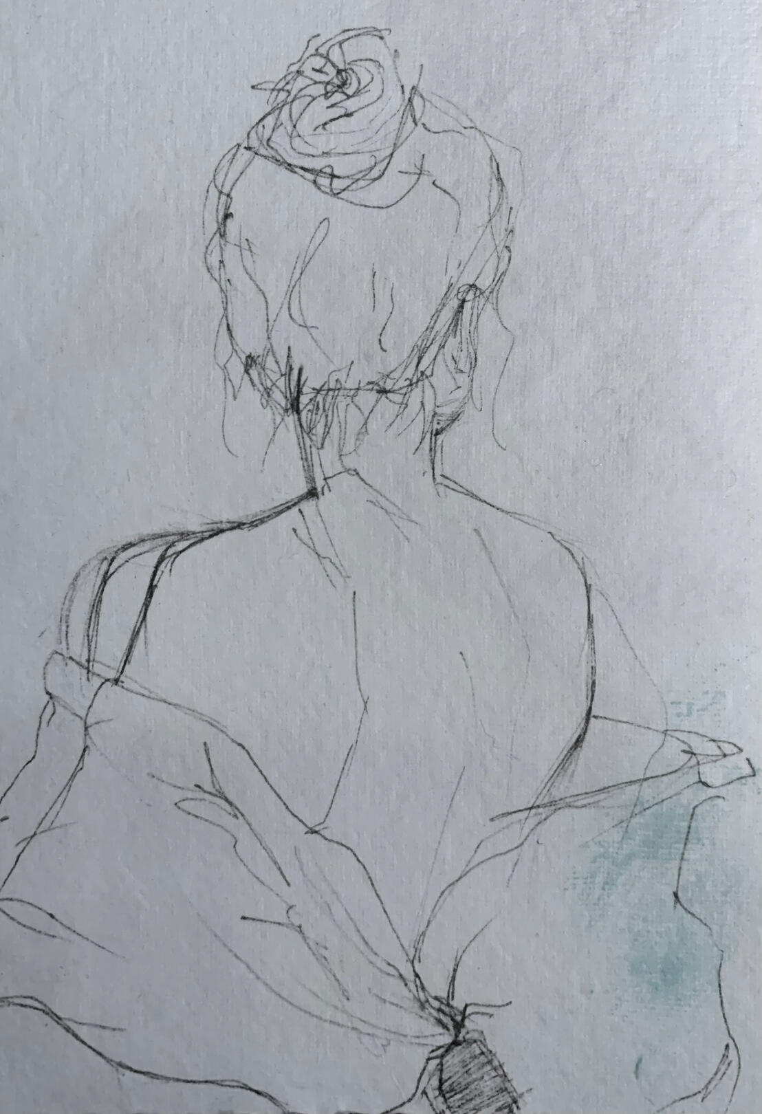 Pilot fineliner on recycled paper, 5&quot;x7&quot;, 10 minutes. From photo reference.