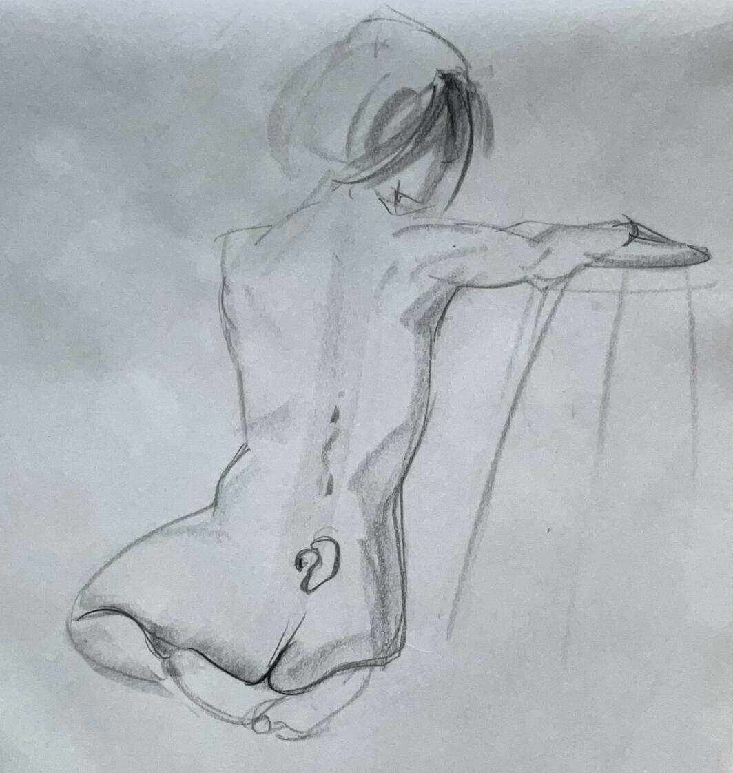 Conte on newsprint, 18&quot;x24&quot;, 5 minutes. From life.