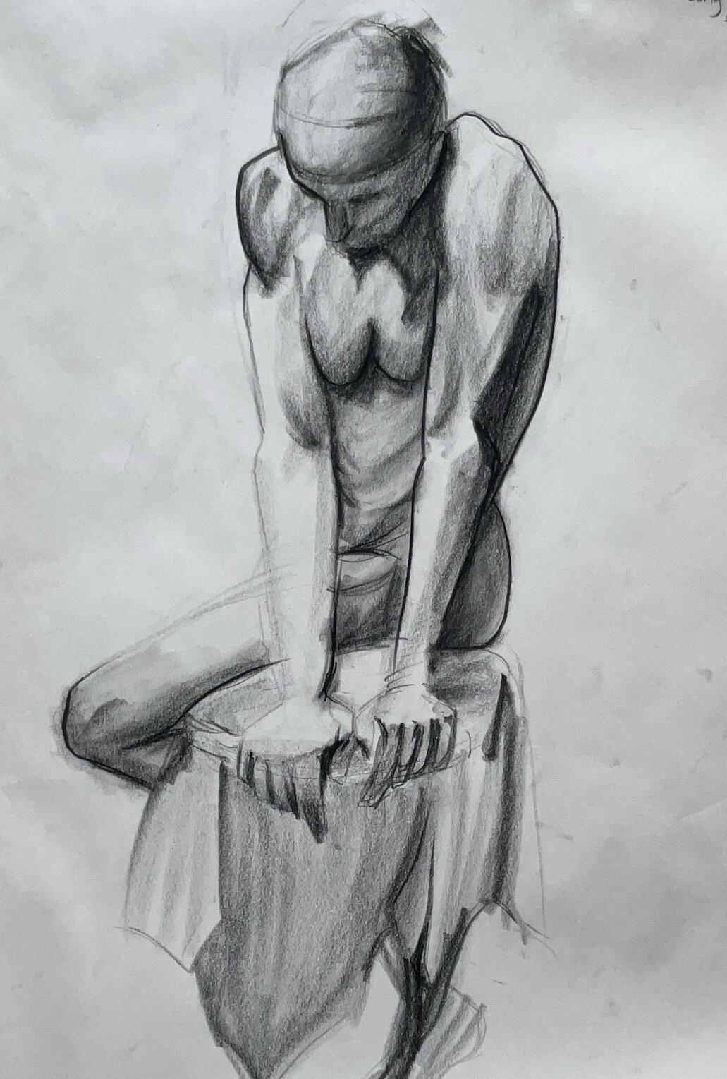 Conte on newsprint, 18&quot;x24&quot;, 70 minutes. From life.